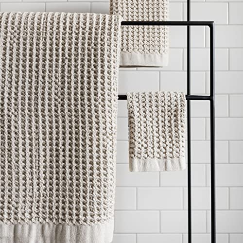 ONSEN Bath Towel Set - Waffle Weave 100% Supima Cotton Towel - Lusciously Soft, Durable, Fast Absorbing Waffle Towel Bath Towel, Oatmeal