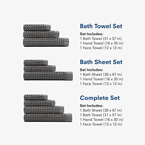 ONSEN Bath Towel Set - Waffle Weave 100% Supima Cotton Towel - Lusciously Soft, Durable, Fast Absorbing Waffle Towel Bath Towel, Oatmeal