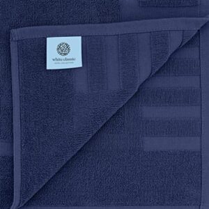 White Classic Luxury Hand Towels | 6 Pack Luxury Bath 2 Pack Bundle (Navy Blue)