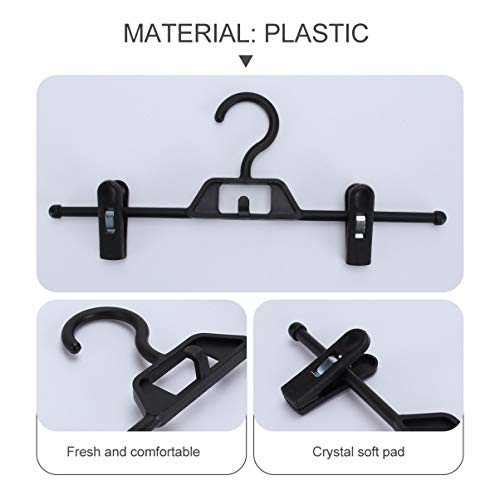 10Pcs Jean Hangers Pants Hangers Plastic Skirt Hangers with Clips Space Saving Trouser Clips Hanger for Pants Skirts Clothes Slacks Space Saving Pants Hangers Black Kids Pants Hangers