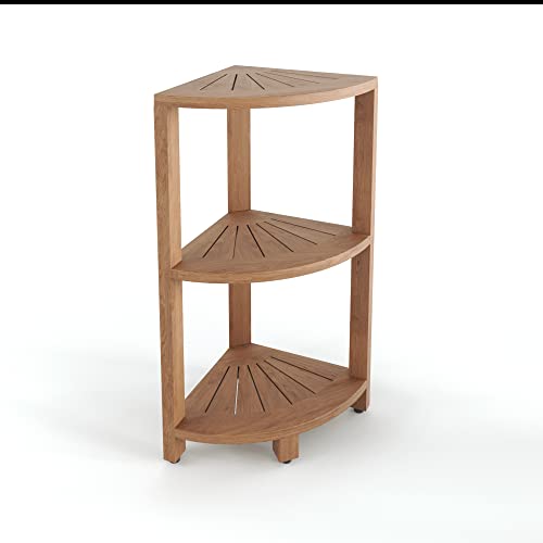 AquaTeak Kai™ Petite - Teak Corner Shower Storage Stand