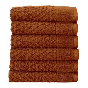 great bay home 100% cotton copper hand towels | 6 soft bathroom hand towels | highly absorbent, quick dry bath towels | grayson collection (set of 6, copper)