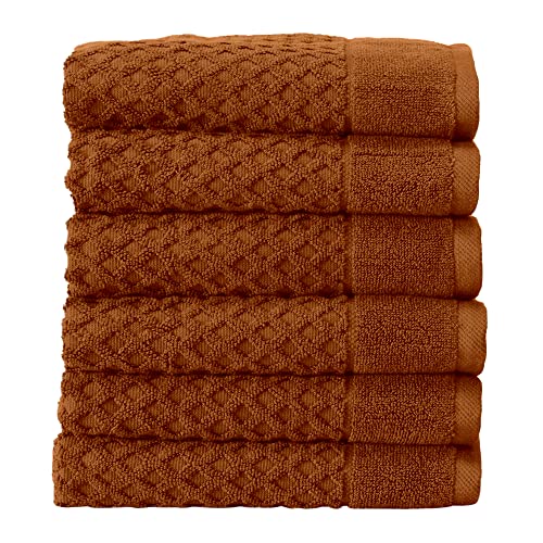 Great Bay Home 100% Cotton Copper Hand Towels | 6 Soft Bathroom Hand Towels | Highly Absorbent, Quick Dry Bath Towels | Grayson Collection (Set of 6, Copper)