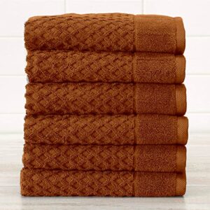 Great Bay Home 100% Cotton Copper Hand Towels | 6 Soft Bathroom Hand Towels | Highly Absorbent, Quick Dry Bath Towels | Grayson Collection (Set of 6, Copper)