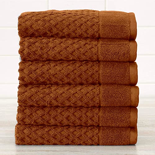 Great Bay Home 100% Cotton Copper Hand Towels | 6 Soft Bathroom Hand Towels | Highly Absorbent, Quick Dry Bath Towels | Grayson Collection (Set of 6, Copper)