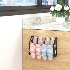 Hooshion Shoe Rack for Door, 4-Pack Wall Shoe Rack, Door Shoe Rack with Adhesive Hanging Strips and Storage Hooks, Shoe Wall Rack Without Drilling