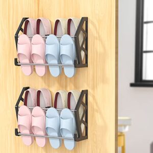 Hooshion Shoe Rack for Door, 4-Pack Wall Shoe Rack, Door Shoe Rack with Adhesive Hanging Strips and Storage Hooks, Shoe Wall Rack Without Drilling