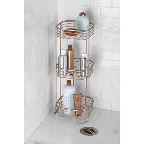 iDesign Standing Shower Caddy Organizer, The Forma Collection – 9.5" x 9.5" x 26.25", Satin Silver