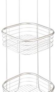 iDesign Standing Shower Caddy Organizer, The Forma Collection – 9.5" x 9.5" x 26.25", Satin Silver