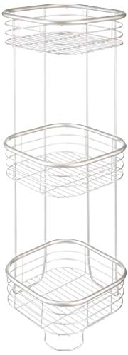 iDesign Standing Shower Caddy Organizer, The Forma Collection – 9.5" x 9.5" x 26.25", Satin Silver