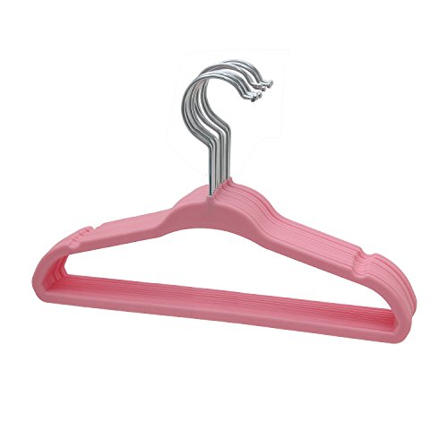 BriaUSA Kids Baby Clothes Hangers Pink Steel Hooks –Ultra Slim, Sturdy Saves You Extra Space – Set of 10