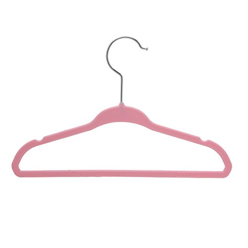 BriaUSA Kids Baby Clothes Hangers Pink Steel Hooks –Ultra Slim, Sturdy Saves You Extra Space – Set of 10