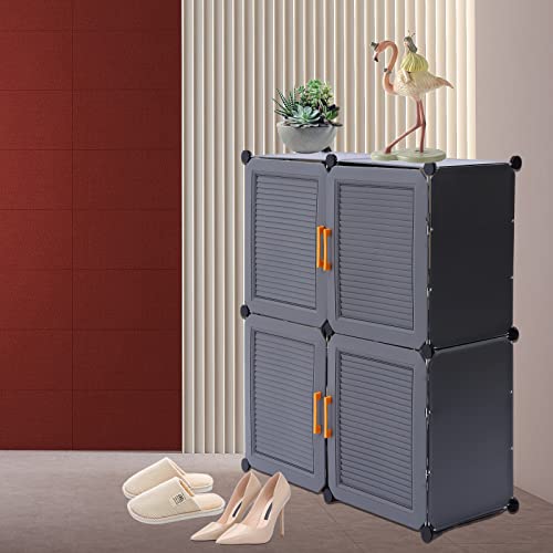 Eapmic Portable Shoe Rack Organizer 36 Pair DIY Shoe Storage Shelf Organizer for Entryway Shelf Storage Cabinet Stand Expandable Standing Stackable Space Saver Shoe Rack (24 Pairs,Grey)