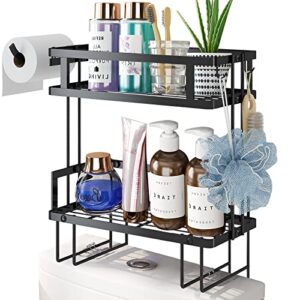 cd home over the toilet storage, bathroom organizer shelves,no drilling space saver organizer rack for paper towels shampoo(black, 2-tier)