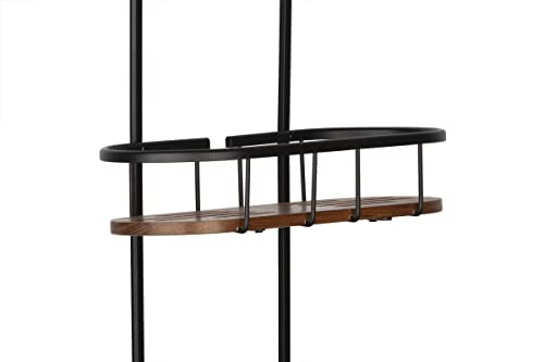 Utopia Alley Tia Rustproof Teak Overhead Shower Caddy with 3 Shelves - Decorative Shower Rack for Shampoo & Toiletries Storage, Hanging Shower Head Organizer - Black Finish