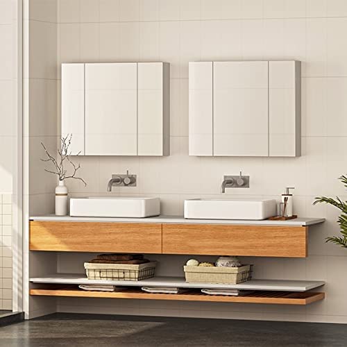 Medicine Cabinet Bathroom Mirror Cabinet with 3 Door 27.6 x 24 Inch Bathroom Wall Cabinet with Mirror Wall Mirror Storage Shelf with 3-Adjustable Shelves Storage Organizer Kitchen Cupboard White