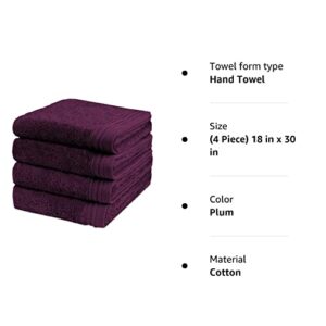 Weidemans Premium Towel Set of 4 Hand Towels 18" x 30" Color: Plum(Reddish Purple) | Pure Cotton |Machine Washable High Absorbency