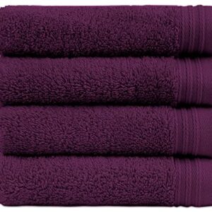 Weidemans Premium Towel Set of 4 Hand Towels 18" x 30" Color: Plum(Reddish Purple) | Pure Cotton |Machine Washable High Absorbency