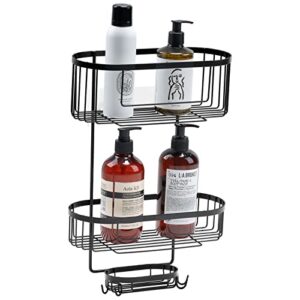 homerack 3-in-1 shower caddy adhesive, bathroom shower organizer suction no drilling, rustproof showe shelf storage with sopa holder, black