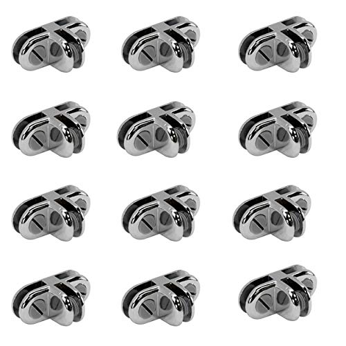 Prolinemax 50 Pc Chrome 3 Way Glass Connector 3/16'' Use Cubic Cubbie Connector Clip Tempered Glass