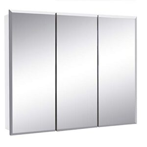 design house 597500 cyprus fully assembled frameless mirrored tri-view surface or recessed mount bathroom medicine cabinet, 36.3 x 30.1