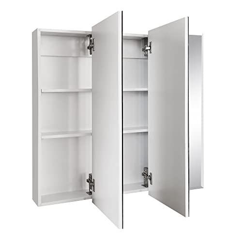 Design House 597500 Cyprus Fully Assembled Frameless Mirrored Tri-View Surface or Recessed Mount Bathroom Medicine Cabinet, 36.3 x 30.1