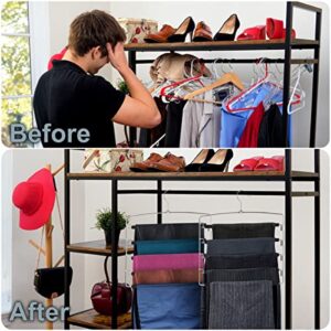 5 Tier Pant Hangers Non Slip with Foam (3PK) Space Saving Pant Hangers for Men and Women Jeans Pant Hangers for Closet Pants Multi Hangers Pants Racks for Hanging Metal Pants