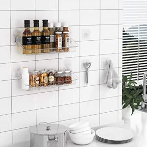 UDD Clear Shower Caddy with Razor Holder Hook, Wall Floating Shelves Shower Organizer Storage Rack Adhesive Shower Shelf for Bathroom (2 Pack, Large)