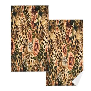 lianmei bathroom hand towels 2 pack leopard soft luxury cotton hand towel used for beach,kitchen,bathroom,spa,gym hotel use
