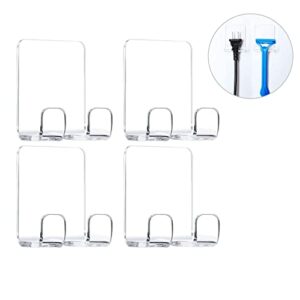 jwce. clear adhesive hooks for shower wall shower shaver holder razor holder storage holders for phone, bathtub organizers and storage shower hook kitchen organizer for razor plug towel (clear-4pcs)