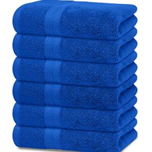 Avalon Towels Luxury Hand Towels (Pack of 6) Size 16x28 Inches - Premium Cotton, Soft and Highly Absorbent Hand Towels for Bathroom, 600 GSM Face Towels, Hotel & Spa Quality, Quick Dry (Royal Blue)