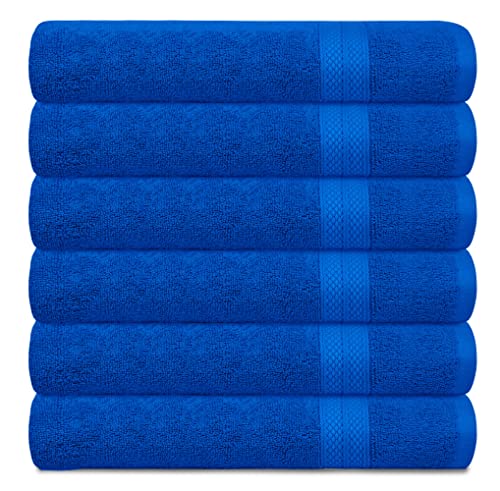 Avalon Towels Luxury Hand Towels (Pack of 6) Size 16x28 Inches - Premium Cotton, Soft and Highly Absorbent Hand Towels for Bathroom, 600 GSM Face Towels, Hotel & Spa Quality, Quick Dry (Royal Blue)