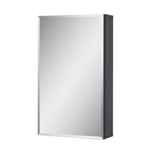 Fundin Medicine Cabinet 14 x 24 inches Mirror Size, Recessed or Surface Mount, Black Aluminum Bathroom Wall Cabinet with Mirror and Adjustable Shelves.