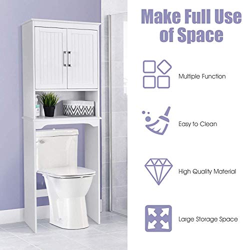 Nightcore Bathroom Storage Rack Over The Toilet, Toilet Organizer with a Open Space, Space Saver Cabinet, Sturdy and Durable Bathroom Shelf, White