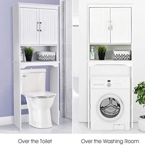 Nightcore Bathroom Storage Rack Over The Toilet, Toilet Organizer with a Open Space, Space Saver Cabinet, Sturdy and Durable Bathroom Shelf, White