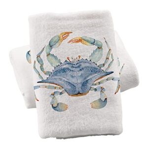 alaza ocean hand towels for bathroom fingertip towel face towel, 100% cotton soft absorbent decorative bath towels 15.5x29.5 inch,blue crab watercolor