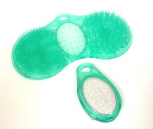 soapy soles elite foot brush and sole mate pumice combo (green) - at home spa set includes soapy soles elite and sole mate with pumice stone by body & sole