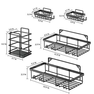 Umart Shower Caddy Adhesive Shower Organizer Shower Shelves for Inside Shower Wall Mounted Stainless Steel No Drilling Rustproof Shower Rack for Bathroom Storage Organizer Accessories (Black 5 Pack)