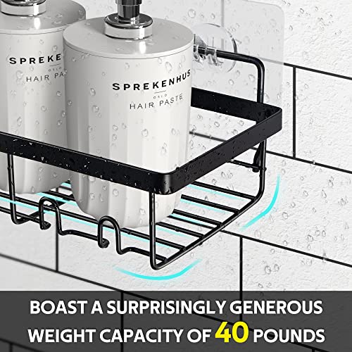 Umart Shower Caddy Adhesive Shower Organizer Shower Shelves for Inside Shower Wall Mounted Stainless Steel No Drilling Rustproof Shower Rack for Bathroom Storage Organizer Accessories (Black 5 Pack)