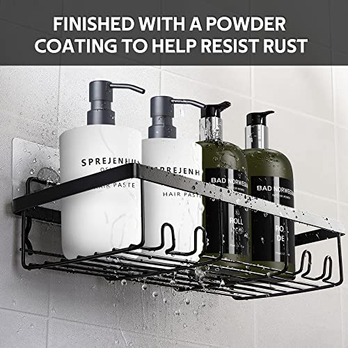 Umart Shower Caddy Adhesive Shower Organizer Shower Shelves for Inside Shower Wall Mounted Stainless Steel No Drilling Rustproof Shower Rack for Bathroom Storage Organizer Accessories (Black 5 Pack)