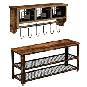 rolanstar sturdy 3-tier shoe rack bench bundle rustic wall mounted storage cabinets