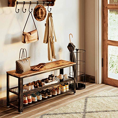 Rolanstar Sturdy 3-Tier Shoe Rack Bench Bundle Rustic Wall Mounted Storage Cabinets