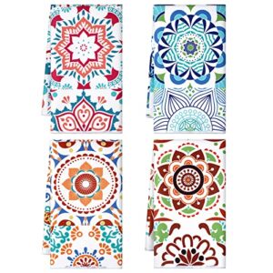 4 pieces leaves kitchen towels 16 x 24 inch dish towels bathroom hand towels set absorbent hand drying cloth hand towels for kitchen bathroom (retro style)