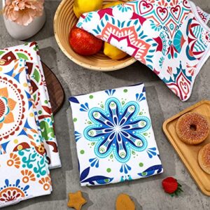 4 Pieces Leaves Kitchen Towels 16 x 24 Inch Dish Towels Bathroom Hand Towels Set Absorbent Hand Drying Cloth Hand Towels for Kitchen Bathroom (Retro Style)