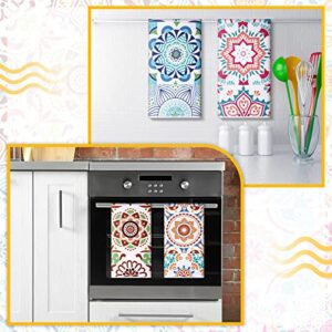 4 Pieces Leaves Kitchen Towels 16 x 24 Inch Dish Towels Bathroom Hand Towels Set Absorbent Hand Drying Cloth Hand Towels for Kitchen Bathroom (Retro Style)