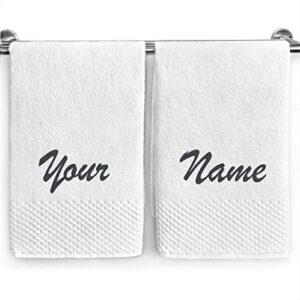kaufman - personalized white deluxe hand towels set of two, 2-pk, monogrammed, 17''x28'', 100% u.s.a cotton (names)