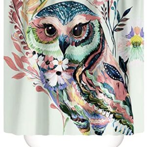 Colorful Owl Shower Curtain Sets with Rugs, Cute Oil Art Bathroom Sets with Shower Curtains and Rugs, Waterproof Fabric Bathroom Shower Curtain Sets