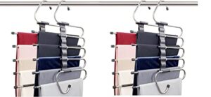 4 pants hangers space saving - hangers for clothes hanger organizer - jean hangers pants rack scarf hanger closet space saving scarf organizer - magic pants organizer (1), black