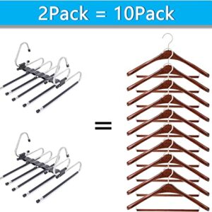 4 Pants Hangers Space Saving - Hangers for Clothes Hanger Organizer - Jean Hangers Pants Rack Scarf Hanger Closet Space Saving Scarf Organizer - Magic Pants Organizer (1), Black