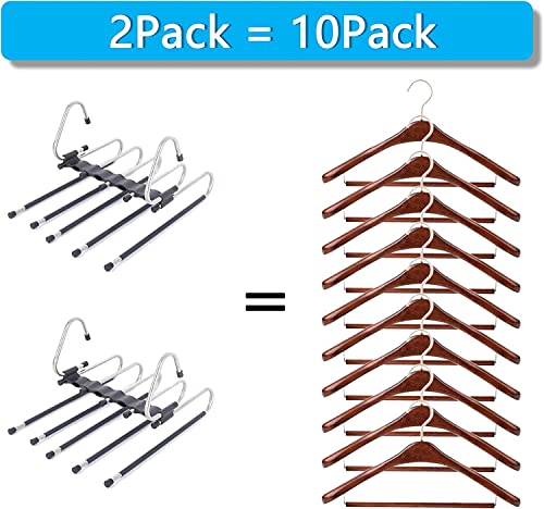 4 Pants Hangers Space Saving - Hangers for Clothes Hanger Organizer - Jean Hangers Pants Rack Scarf Hanger Closet Space Saving Scarf Organizer - Magic Pants Organizer (1), Black